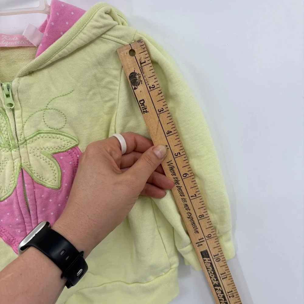 Kids Headquarters Strawberry Hoodie Kids 3T Yellow Pink Zip Up Fruit Cottagecore